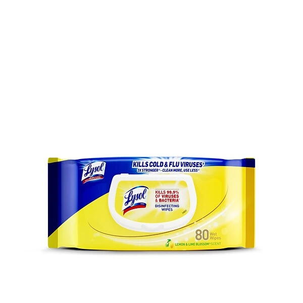 Lysol Disinfecting Wipes, Lemon & Lime Blossom 80 Wipes/Flat Pack, 6 Packs/Carton (1920099716) 1 Lysol Disinfecting Wipes, Lemon & Lime Blossom 80 Wipes/Flat Pack, 6 Packs/Carton (1920099716)