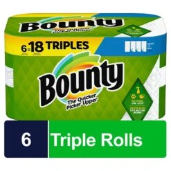 Bounty Select-A-Size Paper Towels, Triple Rolls, White, 135 Sheets Per Roll, 6 Count