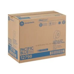Pacific Blue Recycled Jumbo Jr. Toilet Paper, 2-Ply, White, 1000 Ft./Roll, 8 Rolls/Carton (12798)