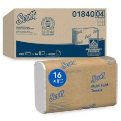 Scott Essential Recycled Multifold Paper Towels, 1-ply, 250 Sheets/Pack, 16 Packs/Carton (1840)