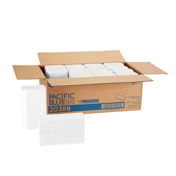Pacific Blue Select Recycled Multifold Paper Towels, 1-ply, 250 Sheets/Pack, 16 Packs/Carton (20389) 3 Pacific Blue Select Recycled Multifold Paper Towels, 1-ply, 250 Sheets/Pack, 16 Packs/Carton (20389) - Image 3