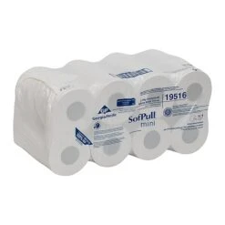 SofPull Mini 2-Ply Centerpull Toilet Paper, White, 500 Sheets/Roll, 16 Rolls/Carton (19516)