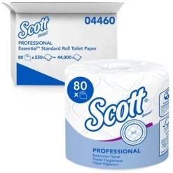 Scott Essential Standard Toilet Paper, 2-Ply, White, 550 Sheets/Roll, 80 Rolls/Carton (04460)