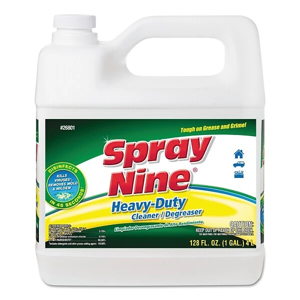 Spray Nine Heavy Duty Cleaner/Degreaser/Disinfectant, Citrus Scent, 1 Gal. Bottle (ITW268014) 1 Spray Nine Heavy Duty Cleaner/Degreaser/Disinfectant, Citrus Scent, 1 Gal. Bottle (ITW268014)