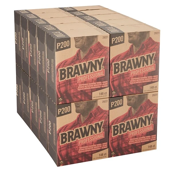 Brawny Professional P200 Disposable Cleaning Towel, White, 148 Towels/Box, 20 Boxes/Case (29221) 5 Brawny Professional P200 Disposable Cleaning Towel, White, 148 Towels/Box, 20 Boxes/Case (29221) - Image 5