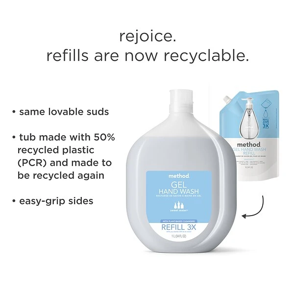 Method Gel Hand Soap Refill, Sweet Water, 34 Fl. Oz. (328104) 1 Method Gel Hand Soap Refill, Sweet Water, 34 Fl. Oz. (328104)