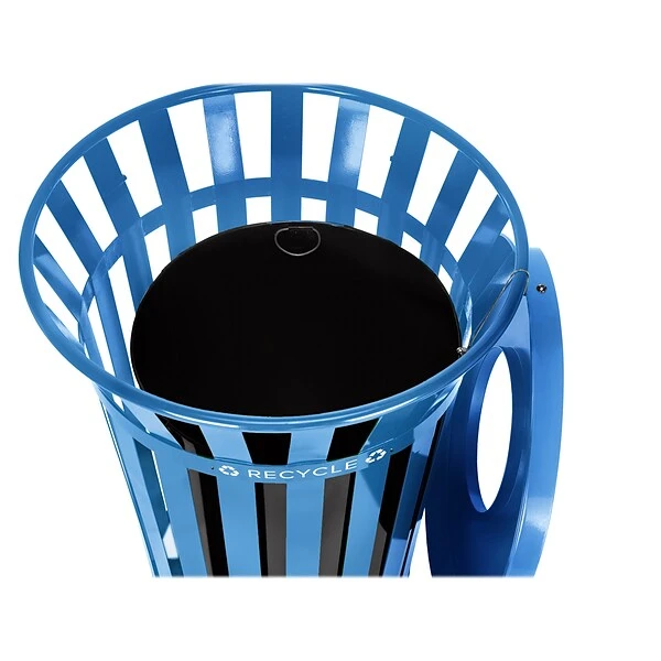 Alpine Metal Outdoor Recycling Receptacle, 38-Gallon, Black/Blue (479-38-BLU) 1 Alpine Metal Outdoor Recycling Receptacle, 38-Gallon, Black/Blue (479-38-BLU)