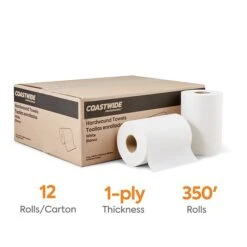 Coastwide Professional™ Hardwound Paper Towels, 1-Ply, 350 Ft./Roll, 12 Rolls/Carton (CW21813)