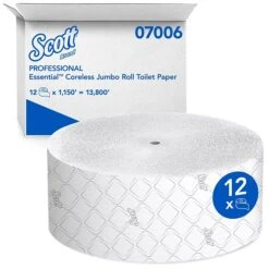 Scott Essential JRT Coreless Toilet Paper, 2-Ply, White, 12 Rolls/Carton (07006)