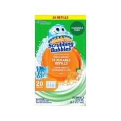 Scrubbing Bubbles Fresh Brush Toilet Cleaning System Refill, Citrus Scent, 20/Pack (301802)
