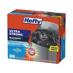 Hefty® Ultra Strong BlackOut Tall-Kitchen Drawstring Bags, 13 Gal, 0.9 Mil, 23.75" X 24.88", Black, 80 Bags/Box, 3 Boxes/Carton -Kleenex Shop E02EAF40 6C7F 4827 98473A79A832F094 s7