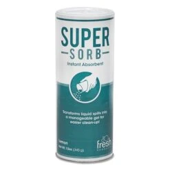 Fresh Products Super-Sorb Liquid Spill Absorbent, Lemon Scent, 720 Oz, 12 Oz Shaker Can, 6/Box