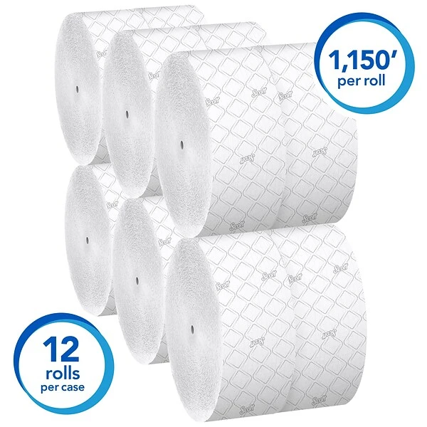 Scott Essential JRT Coreless Toilet Paper, 2-Ply, White, 12 Rolls/Carton (07006) 2 Scott Essential JRT Coreless Toilet Paper, 2-Ply, White, 12 Rolls/Carton (07006) - Image 2