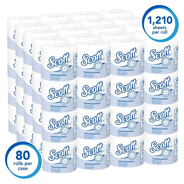 Scott Essential 1-Ply Standard Toilet Paper, White, 1210 Sheets/Roll, 80 Rolls/Carton (05102) 2 Scott Essential 1-Ply Standard Toilet Paper, White, 1210 Sheets/Roll, 80 Rolls/Carton (05102) - Image 2