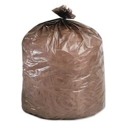 Stout Plastic Trash Bag, 20-30 Gallon, Low Density, 0.85 Mil, 30" X 36", Brown, 60 Bags/Box