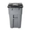 Rubbermaid Brute Plastic Rollout Trash Can Container With Lid, 50 Gallons, Gray/Silver (FG9W2700GRAY)