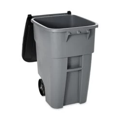 Rubbermaid Brute Plastic Rollout Trash Can Container With Lid, 50 Gallons, Gray/Silver (FG9W2700GRAY) -Kleenex Shop m004399952 s7