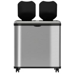 ITouchless Stainless Steel Rectangular Sensor Trash Can And Recycle Bin, 16 Gal., Silver (IT16RES)