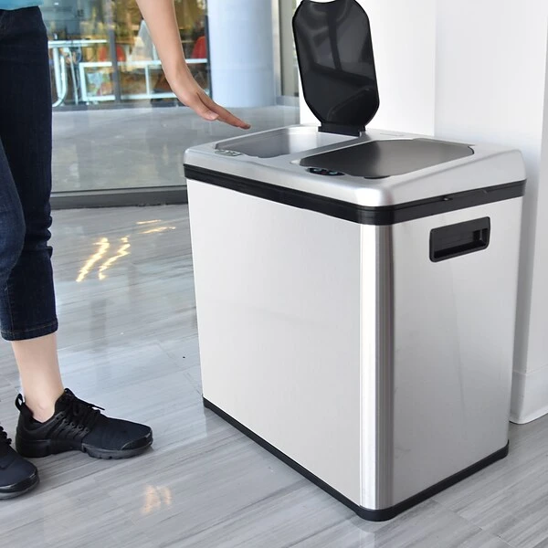 ITouchless Stainless Steel Rectangular Sensor Trash Can And Recycle Bin, 16 Gal., Silver (IT16RES) 3 ITouchless Stainless Steel Rectangular Sensor Trash Can And Recycle Bin, 16 Gal., Silver (IT16RES) - Image 3