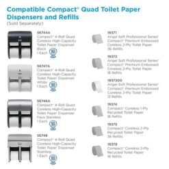 Compact® 4-Roll Quad Coreless Toilet Paper Dispenser By GP PRO, Faux Stainless, 11.750”W X 6.900”D X 13.250”H (56746A) -Kleenex Shop m007092904 s7 2