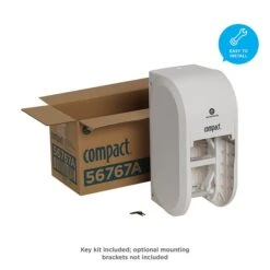 Compact® 2-Roll Vertical Coreless Toilet Paper Dispenser By GP PRO, White, 6.000” W X 6.500” D X 13.500” H (56767A) -Kleenex Shop m007092929 s7