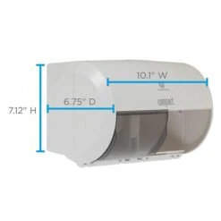 Compact® 2-Roll Side-by-Side Coreless Toilet Paper Dispenser By GP PRO, White, 10.120” W X 6.750” D X 7.120” H (56797A)