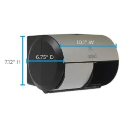 Compact® 2-Roll Side-by-Side Coreless Toilet Paper Dispenser By GP PRO, Faux Stainless, (56796A)