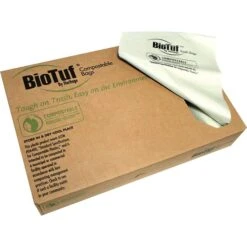 BioTuf Compostable 30-35 Gallon Trash Bags, 1 Mil, Green, 100 CT, 5 Rolls Of 20 Bags Per Roll (Y6848YE R01)