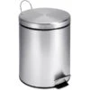 Honey-Can-Do Stainless Steel Round Step Trash Can With Lid, Silver, 1.32 Gallon (TRS-01449)