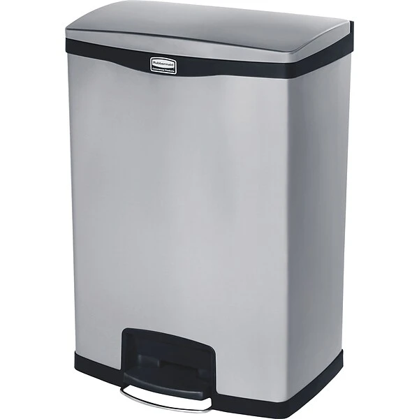 Rubbermaid Commercial Slim Jim Metal End Step Trash Can, 24 Gallon, Black 1 Rubbermaid Commercial Slim Jim Metal End Step Trash Can, 24 Gallon, Black