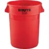 Rubbermaid Brute Plastic Trash Can With No Lid, Red, 32 Gal. (FG263200RED)