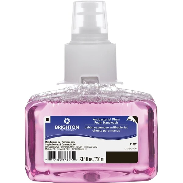 Brighton Professional Antibacterial Foaming Soap Refill, Plum, 23.6 Oz., 3/Carton (BPR50954) 3 Brighton Professional Antibacterial Foaming Soap Refill, Plum, 23.6 Oz., 3/Carton (BPR50954) - Image 3
