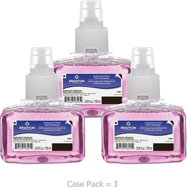 Brighton Professional Antibacterial Foaming Soap Refill, Plum, 23.6 Oz., 3/Carton (BPR50954) 2 Brighton Professional Antibacterial Foaming Soap Refill, Plum, 23.6 Oz., 3/Carton (BPR50954) - Image 2