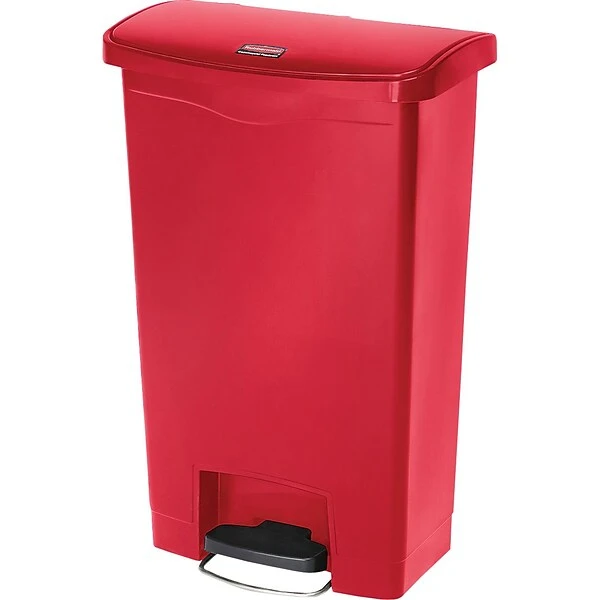 Rubbermaid Slim Jim Resin Front Step-On Trash Can, 13 Gallons, Red (1883566) 1 Rubbermaid Slim Jim Resin Front Step-On Trash Can, 13 Gallons, Red (1883566)