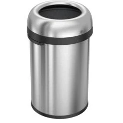 Simplehuman Bullet Open Trash Can, Heavy-Gauge Brushed Stainless Steel, 30 Gallon (CW1471)
