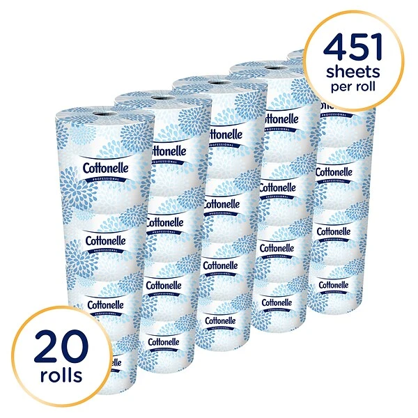 Cottonelle 2-Ply Standard Toilet Paper, White, 451 Sheets/Roll, 20 Rolls/Carton (13135) 2 Cottonelle 2-Ply Standard Toilet Paper, White, 451 Sheets/Roll, 20 Rolls/Carton (13135) - Image 2