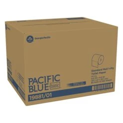 Pacific Blue Basic 1-Ply Inner Wrapped Embossed Toilet Paper By GP PRO, White, 550 Sheets/Roll, 80 Rolls/Case (19881/01)