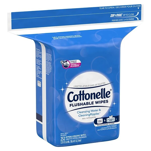 Cottonelle Flushable Wet Wipes, 252 Wipes/Refill (43541) 2 Cottonelle Flushable Wet Wipes, 252 Wipes/Refill (43541) - Image 2