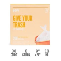 Perk™ 10 Gallon Trash Bag, .36 Mil, Clear, 300 Bags/Box (PK56746)