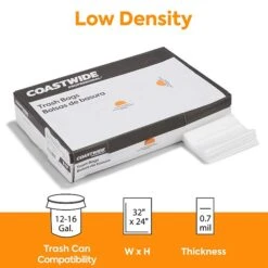 Coastwide Professional™ 12-16 Gal. Trash Bags, Low Density, 0.7 Mil, Clear, 250/Carton (CW18210-CC)