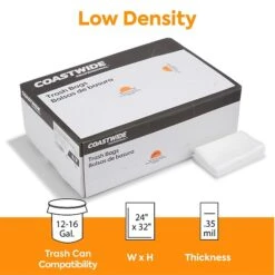 Coastwide Professional™ 12-16 Gal. Trash Bags, Low Density, 0.35 Mil, Clear, 1000/Carton (CW57405)