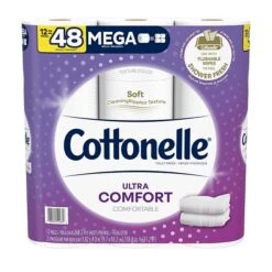 Cottonelle Ultra ComfortCare 2-Ply Standard Toilet Paper, White, 268 Sheets/Roll, 12 Mega Rolls/Pack