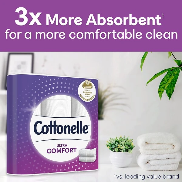 Cottonelle Ultra ComfortCare 2-Ply Standard Toilet Paper, White, 268 Sheets/Roll, 6 Mega Rolls/Pack (48611) 4 Cottonelle Ultra ComfortCare 2-Ply Standard Toilet Paper, White, 268 Sheets/Roll, 6 Mega Rolls/Pack (48611) - Image 4