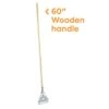 Coastwide Professional™60" Side Gate Wood Wet Mop Handle, Galvanized Metal Head (CW58007)