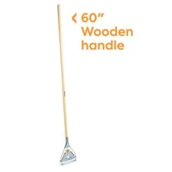 Coastwide Professional™60" Side Gate Wood Wet Mop Handle, Galvanized Metal Head (CW58007)