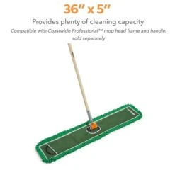 Coastwide Professional™ Looped-End Dust Mop Head, Microfiber, 36" X 5", Green (CW56771) -Kleenex Shop s1223841 s7