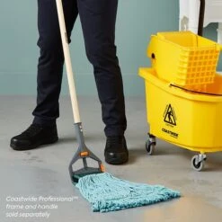 Coastwide Professional™ Looped-End Wet Mop Head, Medium, Recycled Blend, 5" Headband, Blue (CW57751) -Kleenex Shop s1223864 s7