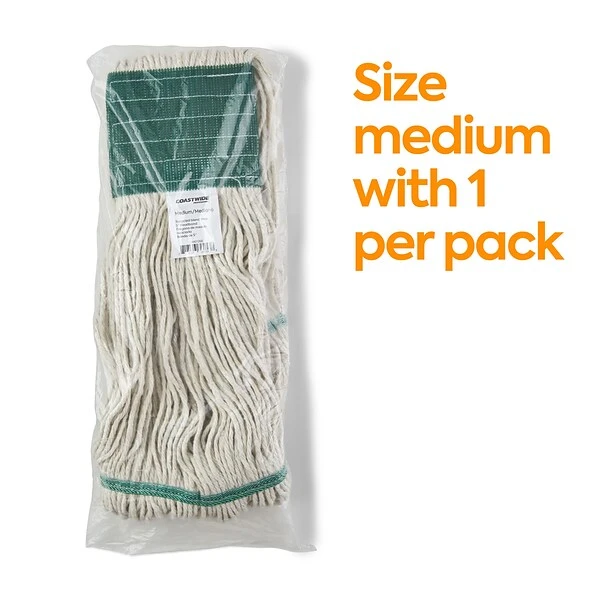 Coastwide Professional™ Looped-End Wet Mop Head, Medium, Cotton, 5" Headband, White (CW57749) 4 Coastwide Professional™ Looped-End Wet Mop Head, Medium, Cotton, 5" Headband, White (CW57749) - Image 4