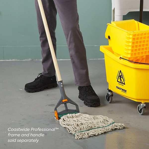 Coastwide Professional™ Looped-End Wet Mop Head, Medium, Cotton, 5" Headband, White (CW57749) 3 Coastwide Professional™ Looped-End Wet Mop Head, Medium, Cotton, 5" Headband, White (CW57749) - Image 3