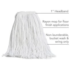 Coastwide Professional™ Cut-End Wet Mop Head, #32, Rayon, 1" Headband, White (CW57747)